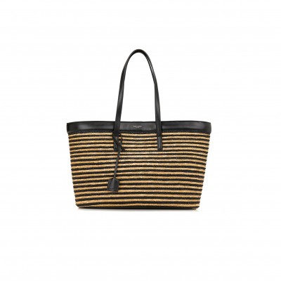 YSL SHOPPING SAINT LAURENT IN FAFFIA AND LEATHER 394195101655 (37*28*13cm)